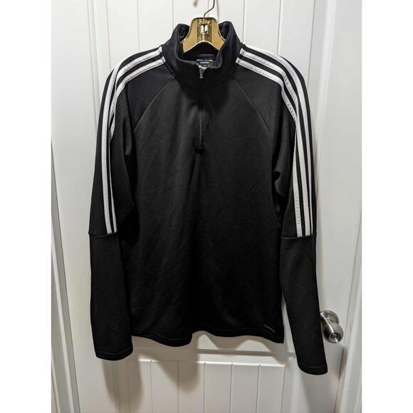 Adidas Sweatshirt Men’s M Black Polyester 1/4 Zip Outdoors Training Athletic - Picture 1 of 8